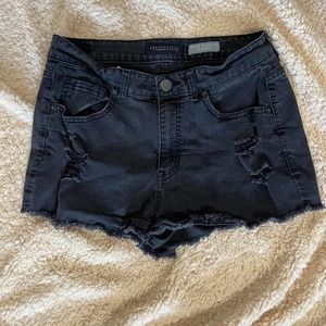 Aeropostale High waist shortie black distressed jean shorts size 10